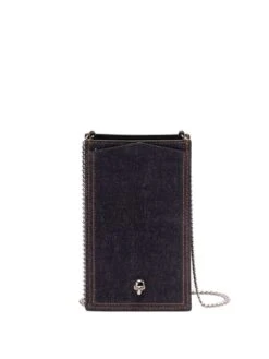 Alexander McQueen Custodia Per Iphone In Denim Con Catena
