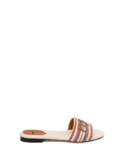 FENDI Slide In Canvas Con Logo E Righe