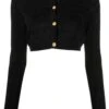 Versace `Crocodile` Knit Cropped Cardigan