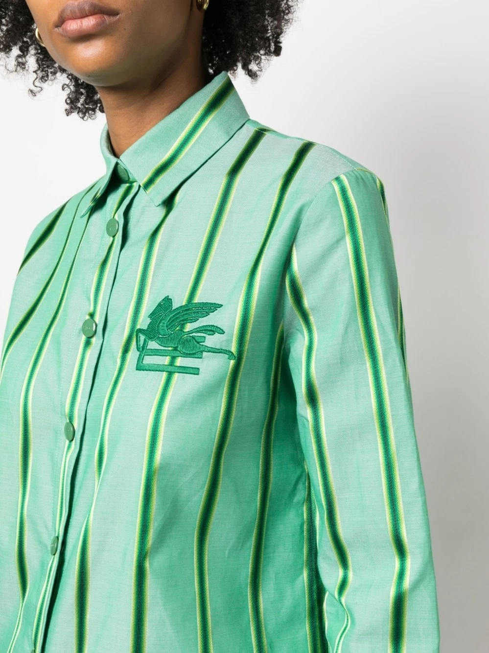 Etro Camicia In Cotone E Seta A Righe Con Logo Pegaso 5 Etro Camicia In Cotone E Seta A Righe Con Logo Pegaso - immagine 3