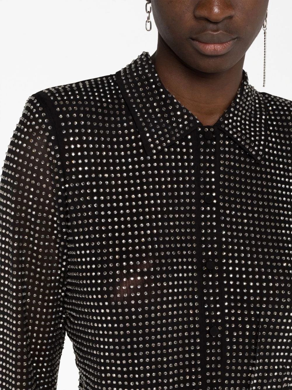 SELF PORTRAIT Mini Abito A Camicia Con Strass 8 SELF PORTRAIT Mini Abito A Camicia Con Strass - immagine 6