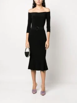Norma Kamali Abito Midi Off Shoulder Fishtail -Negozio Di Abbigliamento Femminile a6941448 0221 4971 8698 7fc0b1f1e683