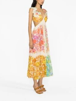 Zimmermann Abito Midi Con Volant Sulla Spalla "Raie" -Negozio Di Abbigliamento Femminile bf3531c6 d80b 405e 94ce 739e1a5a8d24