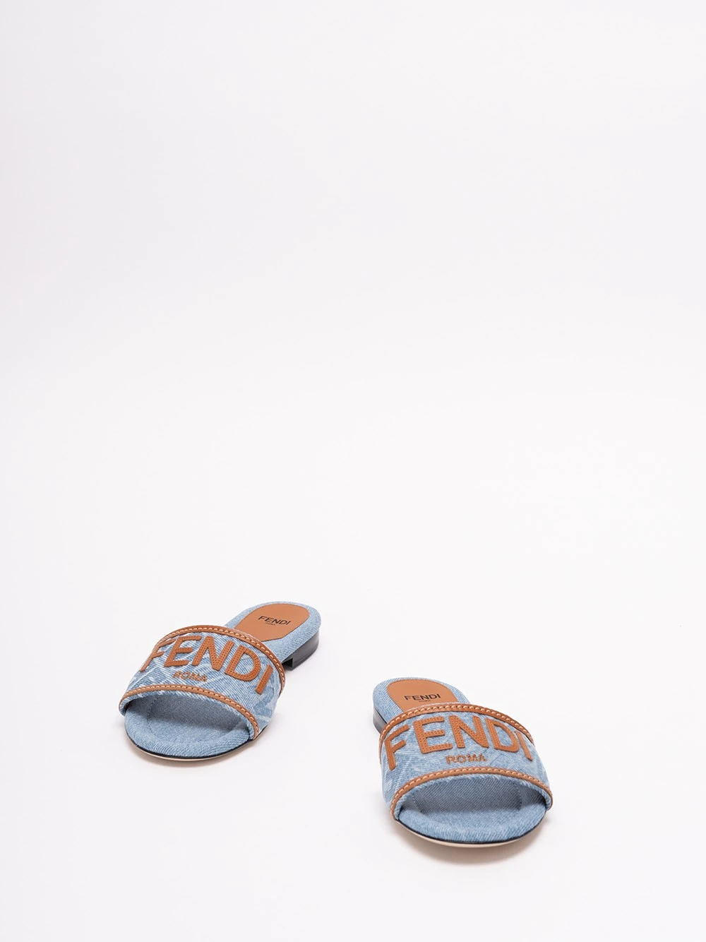 FENDI Slide In Denim Con Logo E Righe 4 FENDI Slide In Denim Con Logo E Righe - immagine 2