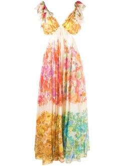 Zimmermann Abito Midi Con Volant Sulla Spalla "Raie"