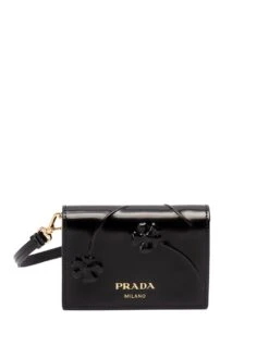 Prada Portacarte In Pelle Spazzolata Con Tracolla