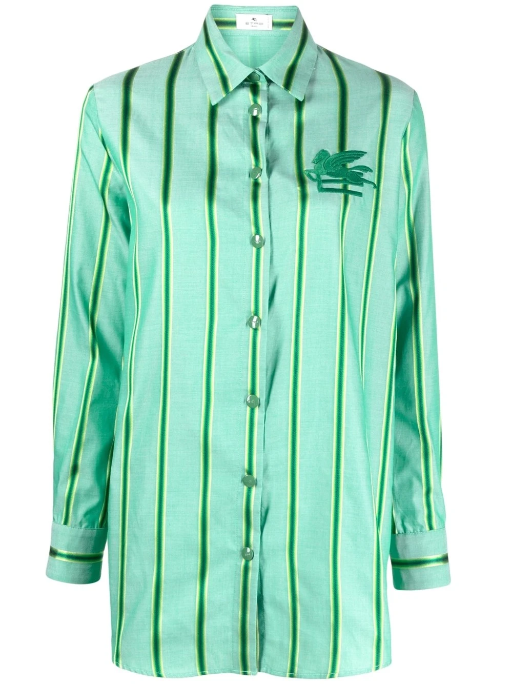 Etro Camicia In Cotone E Seta A Righe Con Logo Pegaso 3 Etro Camicia In Cotone E Seta A Righe Con Logo Pegaso