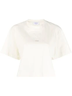 Off-White T-shirt Cropped 'Small Arrow Pearls'